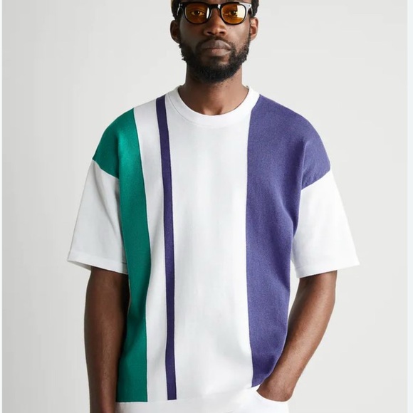 Zara Other - Zara White and Green Short Sleeve Tee with Colorblock Design